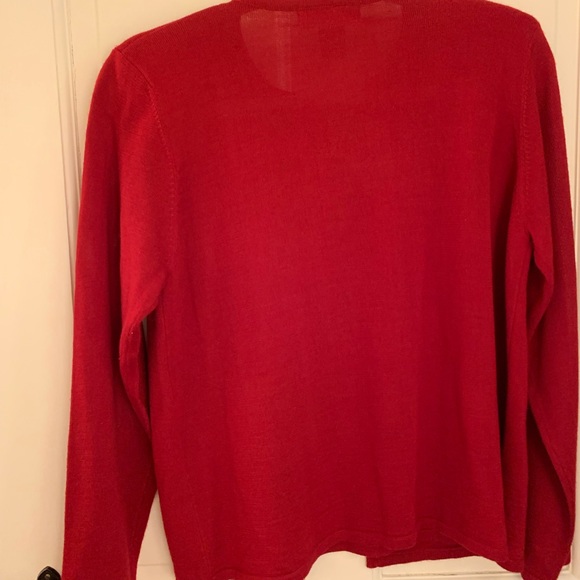 Elegant Ruby Red Sweater set w black jet trim PL Orig $49 MOVING SALE $10 firm - Picture 4 of 7